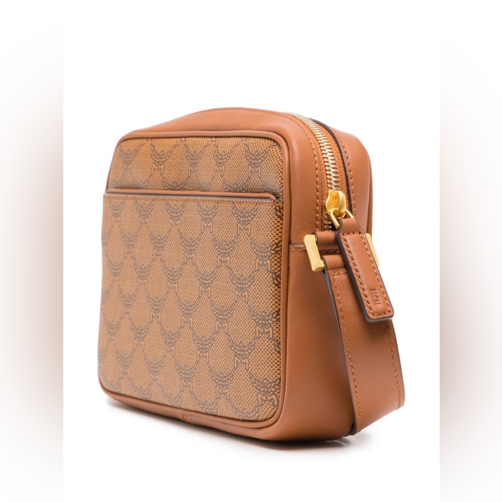 MCM Tan and Black Logo Shoulder Bag - Picture 2 of 5